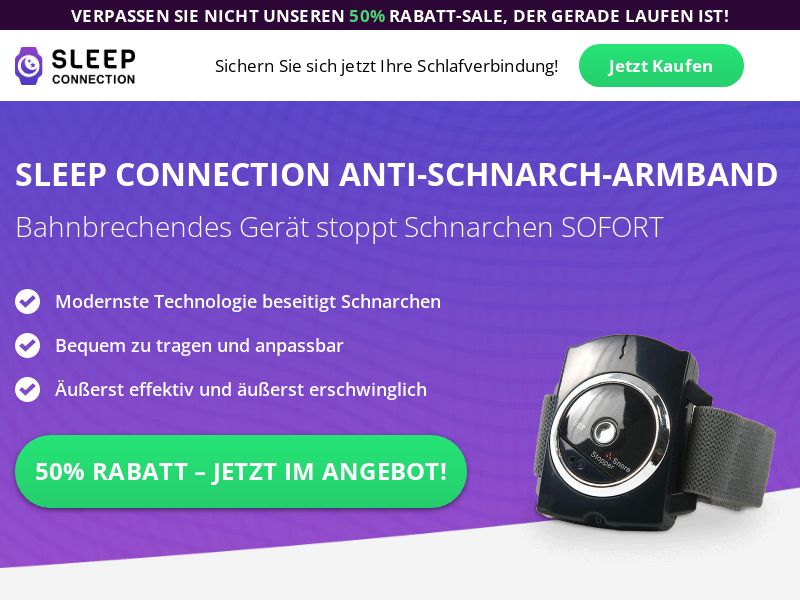 Sleep Conn Anti Snore Wristbrand [DE] (Social,Banner,Native,Push,SEO,Search,Brand Bidding) - CPA 