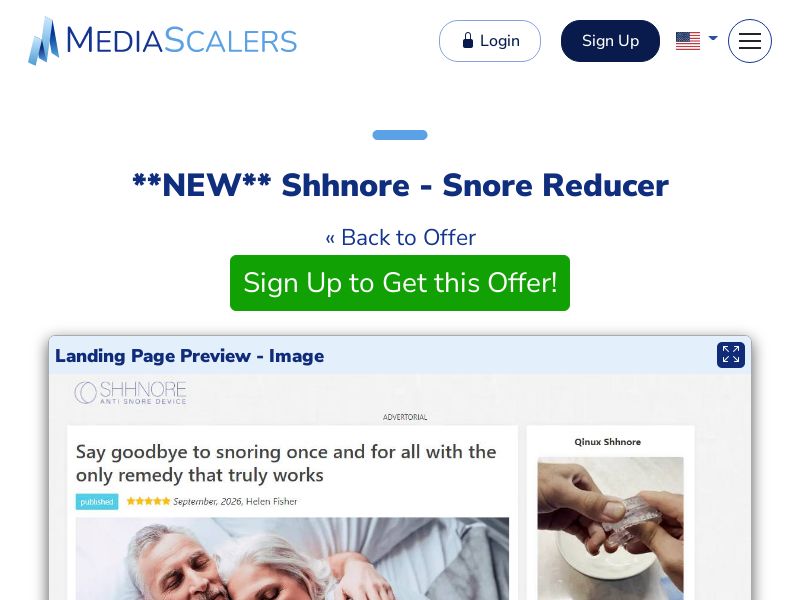 Shhnore - Snore Reducer {+Advertorial, DTC, Alt-Landers} [US, DE, CA, AU, UK, IL, ZA, +102 More]