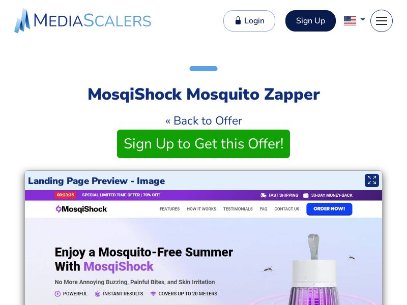 MosqiShock Mosquito Zapper {+Advertorial, DTC, Alt-Landers} (Event Tracking) [US, DE, CA, AU, UK, FR, IL, +232 More]