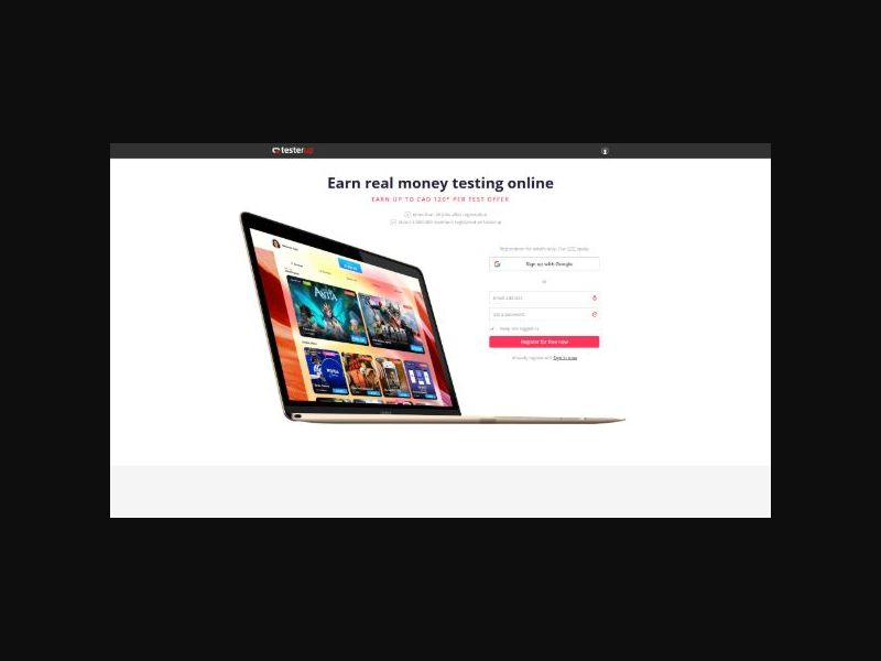 Testerup - Earn Real Money Testing Online - Mobile CPL (US,CA,DE + more)