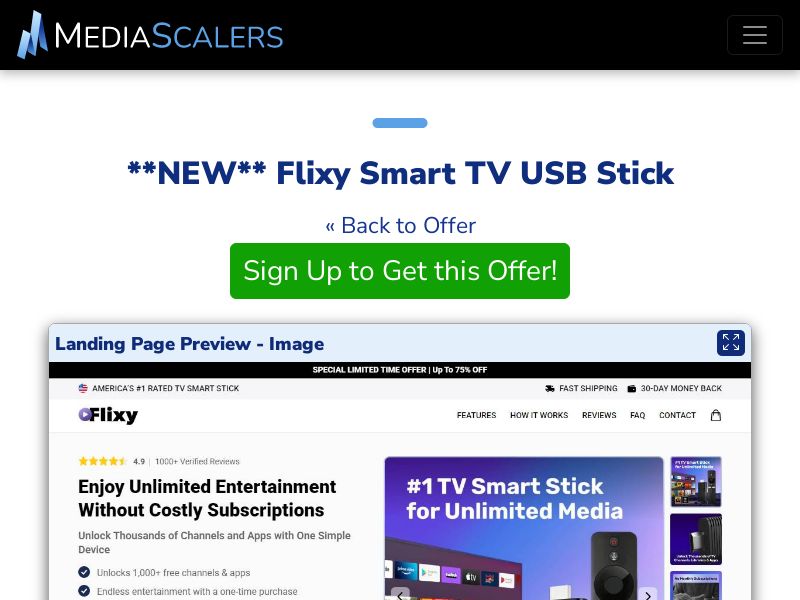 Flixy Smart TV USB Stick {+DTC, Advertorial, Alt-Landers} [US, DE, CA, AU, GB, FR, IL, +236 More]