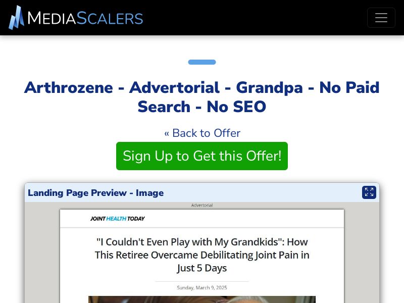 Arthrozene - Advertorial - Grandpa - No Paid Search - No SEO [US, CA, AU, UK]
