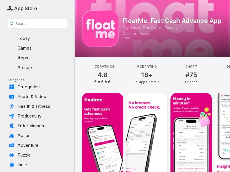 Floatme Cash Advance - US - CPA iOS Content, Paid Search, Display (Pre-approval Required)