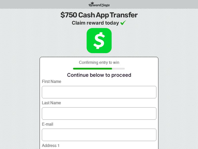 RewardZinga - $750 CashApp Credits - SOI - CPL