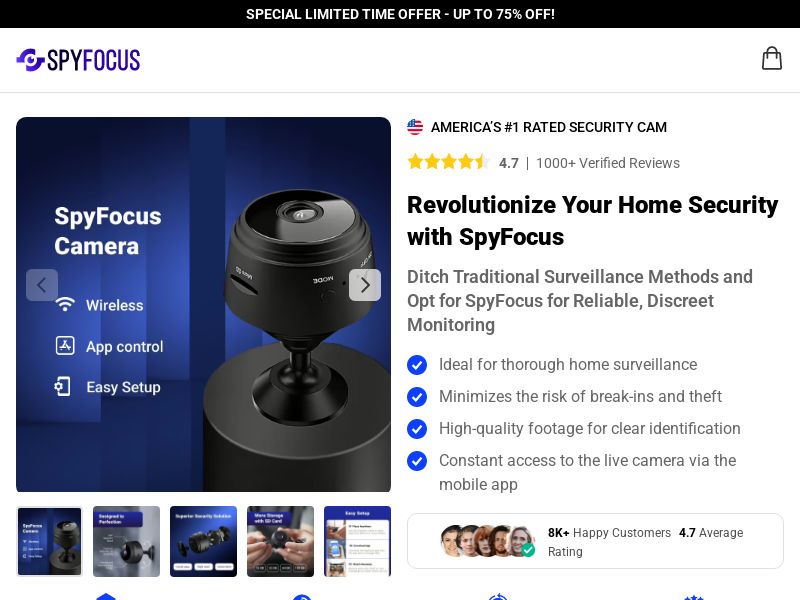 SpyFocus Mini Wifi Camera - Product Page [INTL] (Social,Banner,Native,Push,SEO,Search,Brand Bidding) - CPA