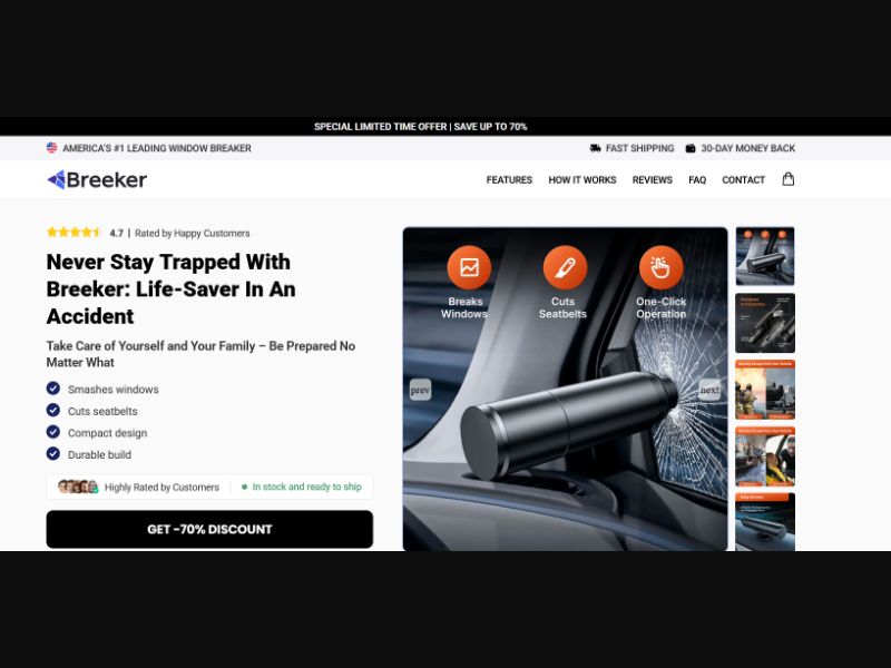 [WEB+MOB] Car Window Breaker - Breeker - CTC $29.95 /US CPS