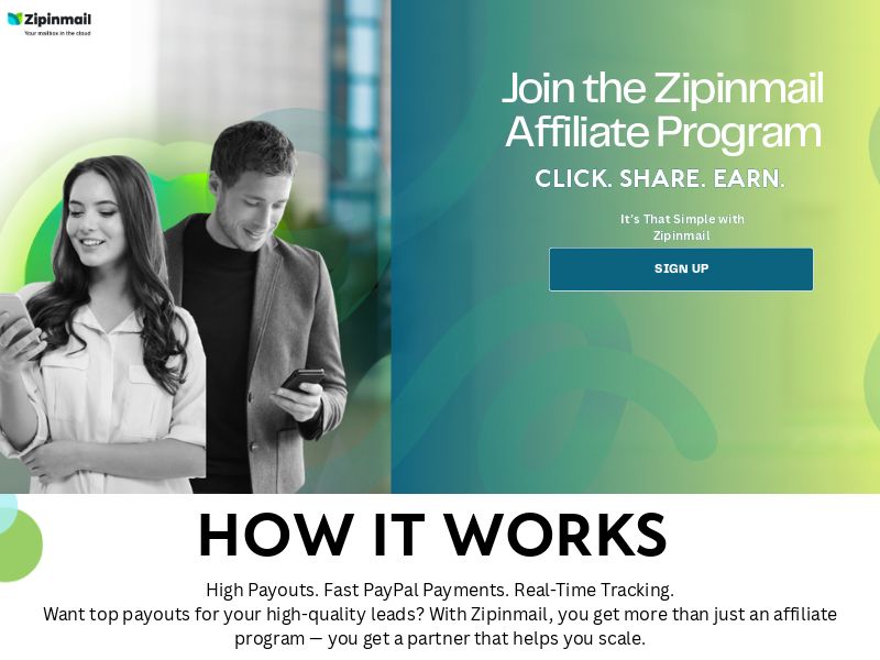 Zipinmail Affiliate Program - MMS & Email Marketing (CPL) - US