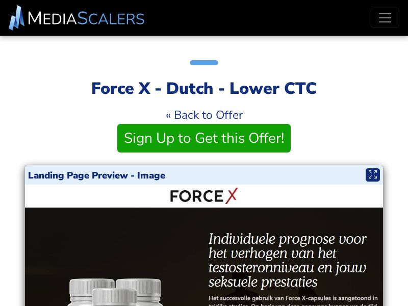 Force X - Dutch - Lower CTC {+Advertorial, DTC, Alt-Landers, Quiz} (Event Tracking) [BE]