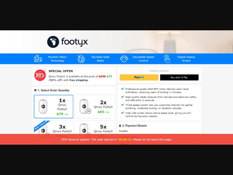 [WEB+MOB] Qinux FootyX – Professional Pedicure Device /International (116 GEOs) CPS *FB/TT/Google/Taboola Pixel* [Approval Required]