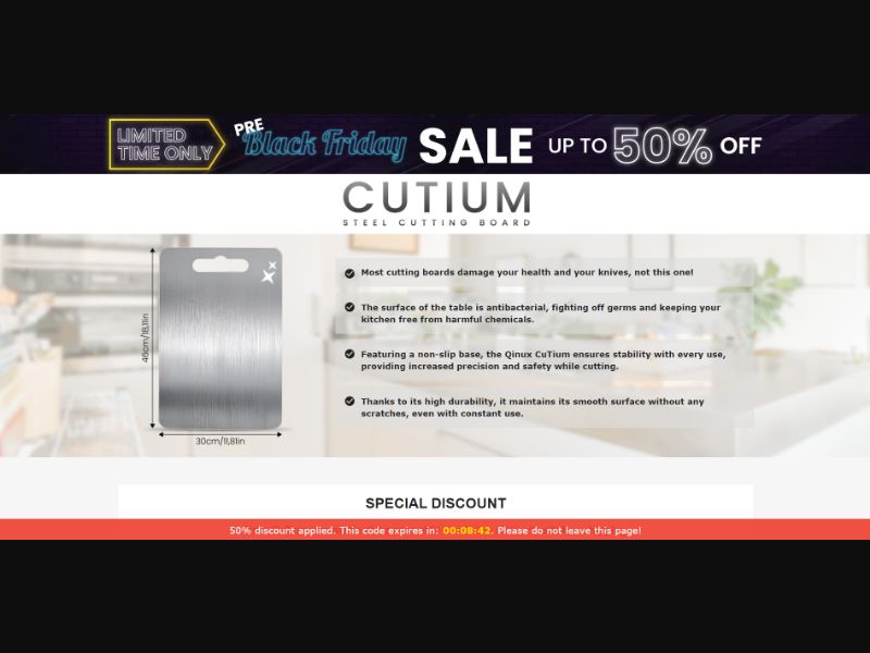 [WEB+MOB] Qinux CuTium – Steel Cutting Board /International (112 GEOs) CPS *FB/TT/Google/Taboola Pixel* [Approval Required]
