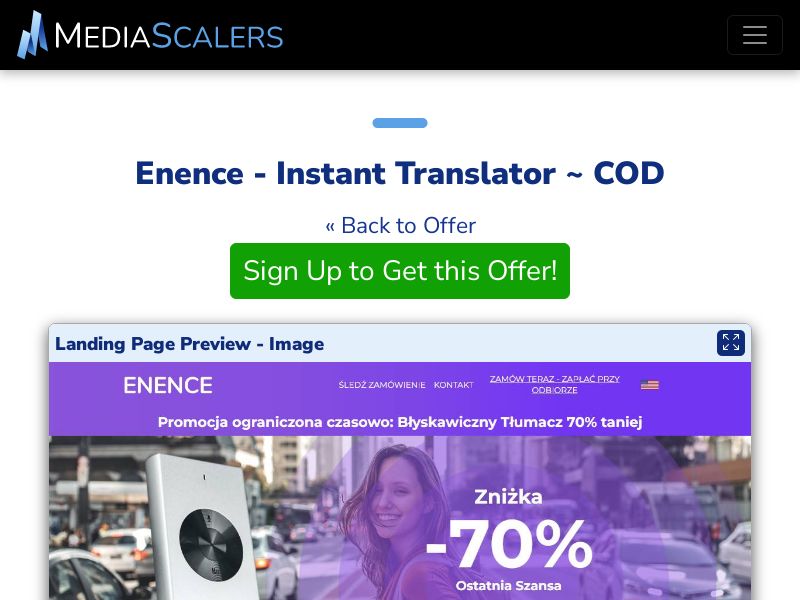 Enence - Instant Translator ~ COD {+Advertorial, DTC, Multi-Lang, VSL} (Event Tracking) [IT, CZ, RO, PL, HU, SK, GB]