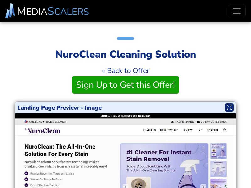 NuroClean Cleaning Solution {+Advertorial, DTC, Alt-Landers} [US, DE, CA, AU, UK, FR, IL, +232 More]