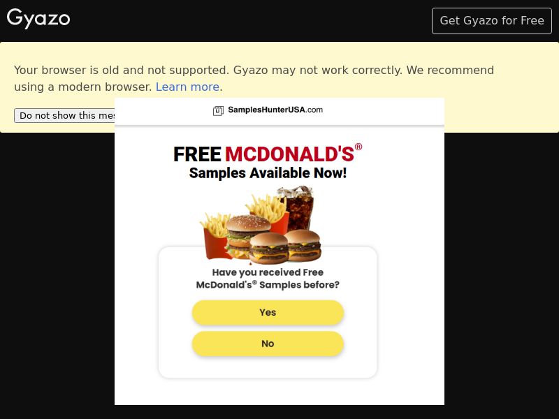 Free Samples (Social) - Mcdonalds - SOI | US