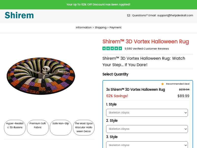 Ecom - 3D Vortex Halloween Rug - US/CA/UK