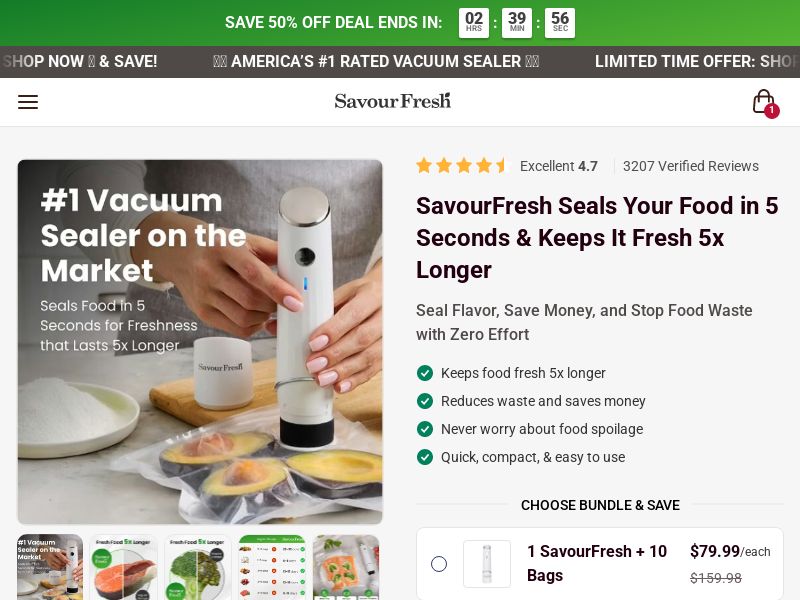 SavourFresh Vacuum Sealer [INTL] (Social,Banner,Native,Push,SEO,Search,Brand Bidding) - CPA