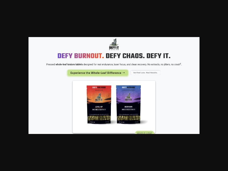 DefyIt - Whole Leaf Kratom Supplements - RevShare (US)