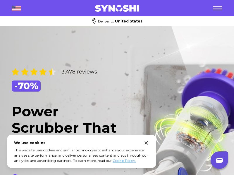! NEW OFFER - Synoshi PRO - Power Spin Scrubber [INTL] (Banner,Native,Social,Search,SEO) - CPA {No BrandBidding}