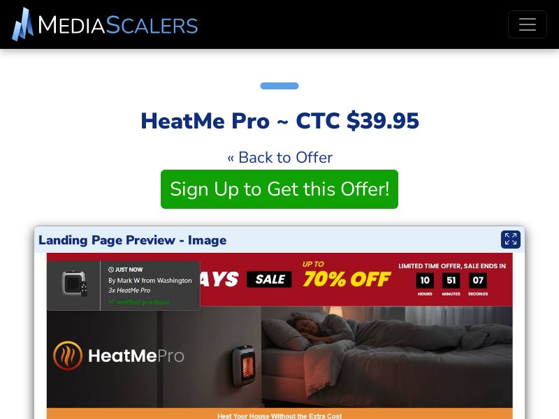 HeatMe Pro ~ CTC $39.95 {+Advertorial, DTC, Alt-Landers} (Event Tracking) [US]