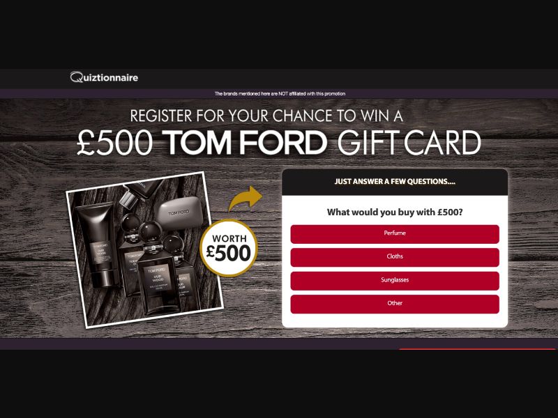UK - Quiztionnaire - Tom Ford Giftcard - (CPL)