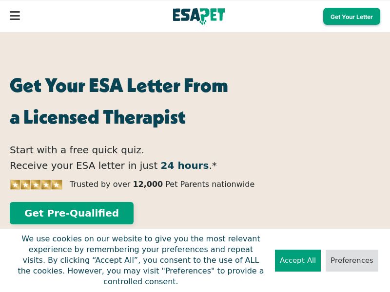 Emotional Support Pet Home Page - US