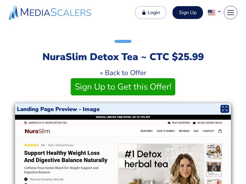 NuraSlim Detox Tea ~ CTC $25.99 {+Advertorial, DTC, Alt-Landers} (Event Tracking) [US, DE, CA, AU, UK, FR, IL, +232 More]