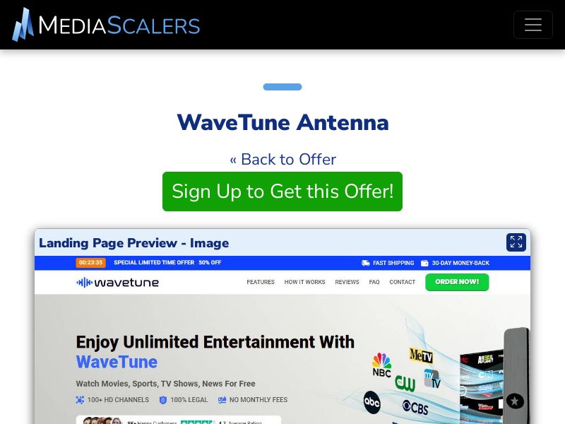 WaveTune Antenna {+Advertorial, DTC, Alt-Landers} [US, DE, CA, AU, UK, FR, IL, +232 More]