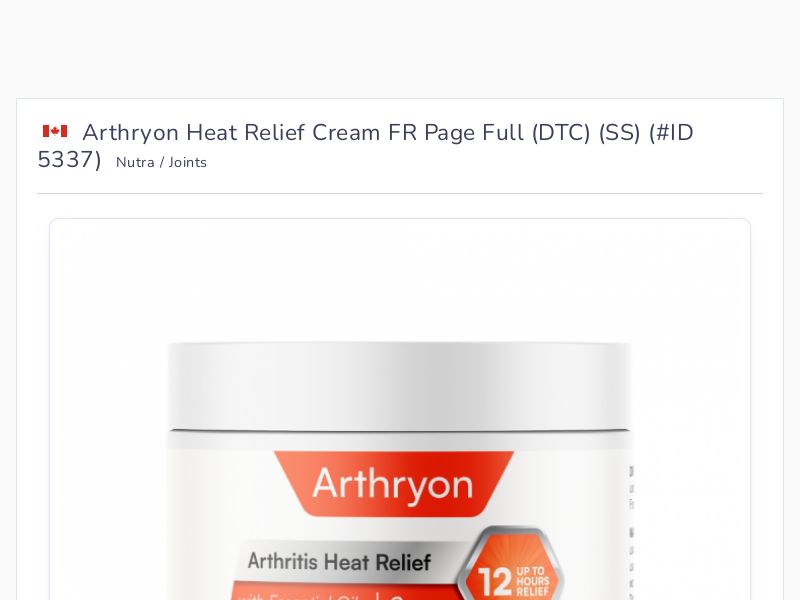 Arthryon Heat Relief Cream FR Page Full (DTC) (SS)