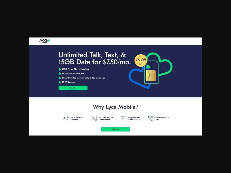 Lyca Mobile - $7.50/mo Phone Plans - CPS (US)