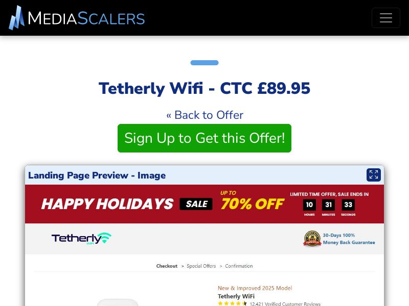 Tetherly Wifi - CTC £89.95 {+DTC, Alt-Landers} (Event Tracking) [UK]