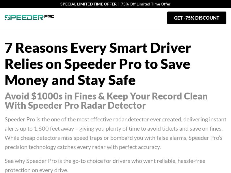 SpeederPro Radar Detector - Listicle [INTL] (Social,Banner,Native,Push,SEO,Search,Brand Bidding) - CPA