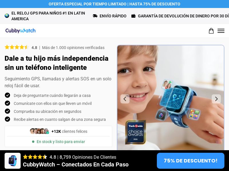 CubbyWatch Kids Smart Watch [LATAM] (Social,Banner,Native,Push,SEO,Search,Brand Bidding) - CPA
