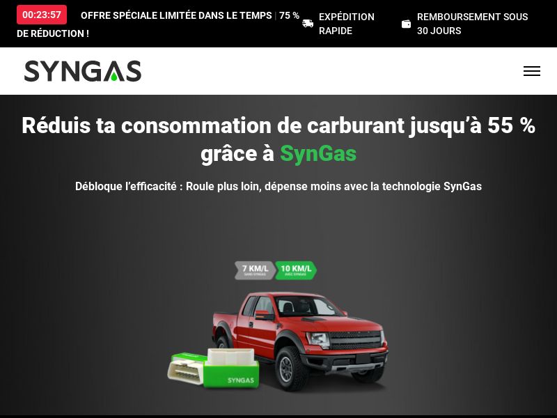 SynGas OBD Fuel Saver - DTC [FR] (Social,Banner,Native,Push,SEO,Search,Brand Bidding) - CPA