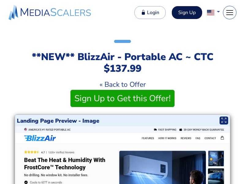 BlizzAir - Portable AC ~ CTC $137.99 {+DTC, Alt-Landers, Advertorial} (Event Tracking) [US, DE, CA, AU, UK, FR, IL, +229 More]