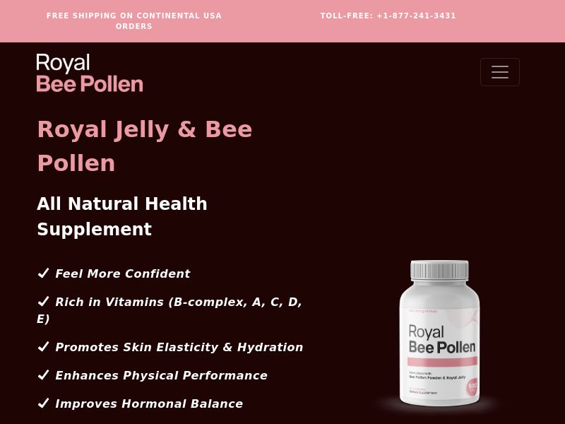 ! NEW OFFER - Royal Bee Pollen All Natural Health Supplement - VSL & TSL [INTL] (Banner,Native,Social,Search,SEO,Brand Bidding) - CPA
