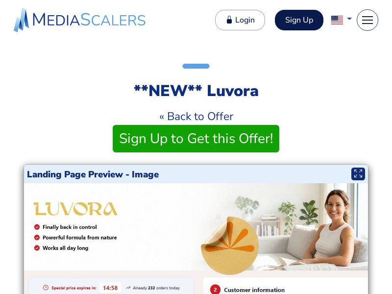 Luvora {+DTC, Advertorial, Alt-Landers, Quiz} (Event Tracking) [DE, FR, AT, CH, IT, SE, DK, +7 More]