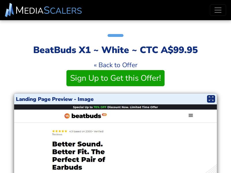 BeatBuds X1 ~ White ~ CTC A$99.95 {+DTC, Alt-Landers} (Event Tracking) [AU]