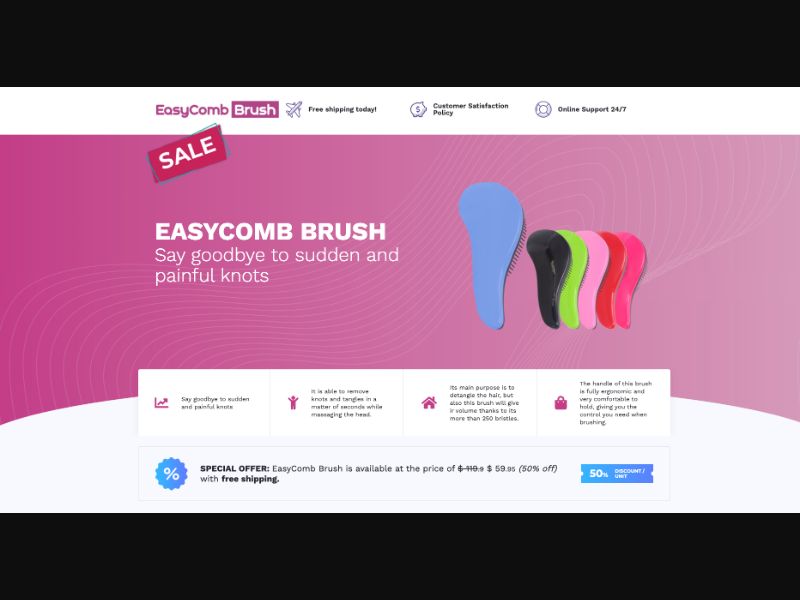 [WEB+MOB] EasyComb Brush /International (112 GEOs) CPS *FB/TikTok/Google/Taboola Pixel*