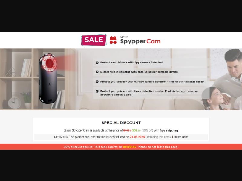[WEB+MOB] Qinux Spypper Cam – Spy Camera Detector /International (112 GEOs) CPS *FB/TT/Google/Taboola Pixel* [Approval Required]