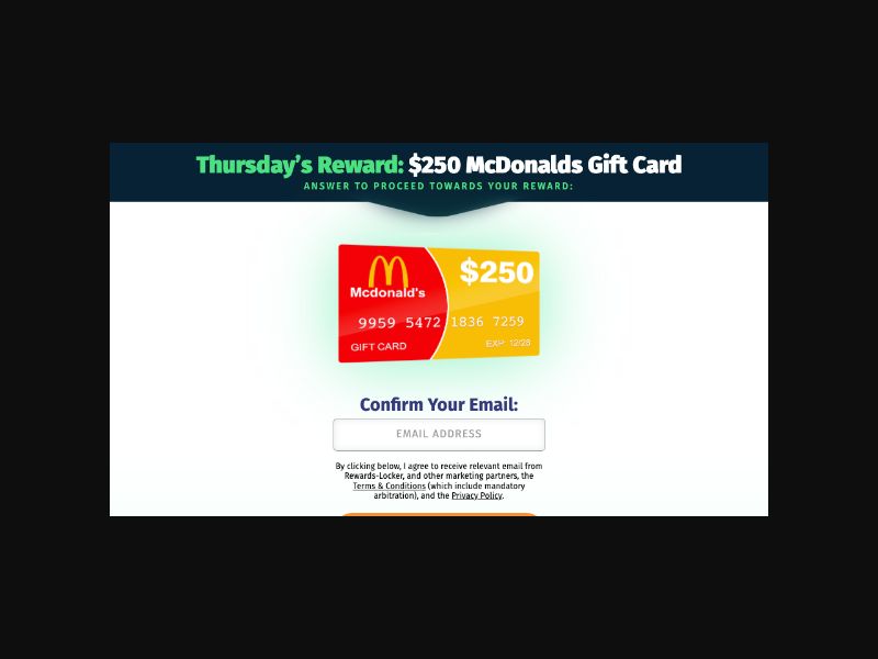 SuperSweep - $250 McDonalds Gift Card - SOI (US)