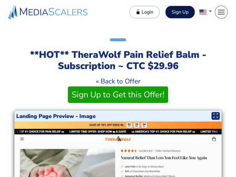 TheraWolf Pain Relief Balm - Subscription ~ CTC $29.96 {+Advertorial, DTC, Alt-Landers} (Event Tracking) [US, DE, CA, AU, UK, FR, IL, +232 More]