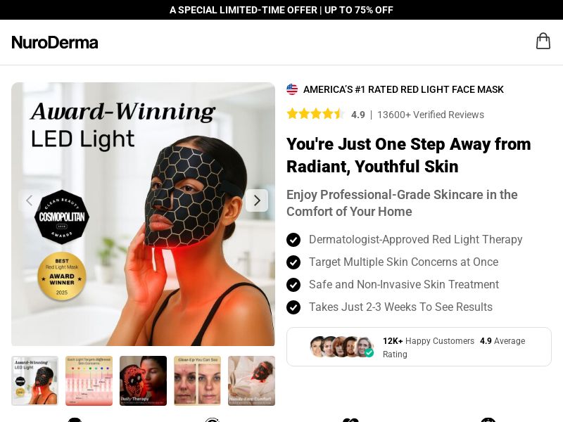 NuroDerm Red Light Mask - DTC [INTL] (Social,Banner,Native,Push,SEO,Search,Brand Bidding) - CPA
