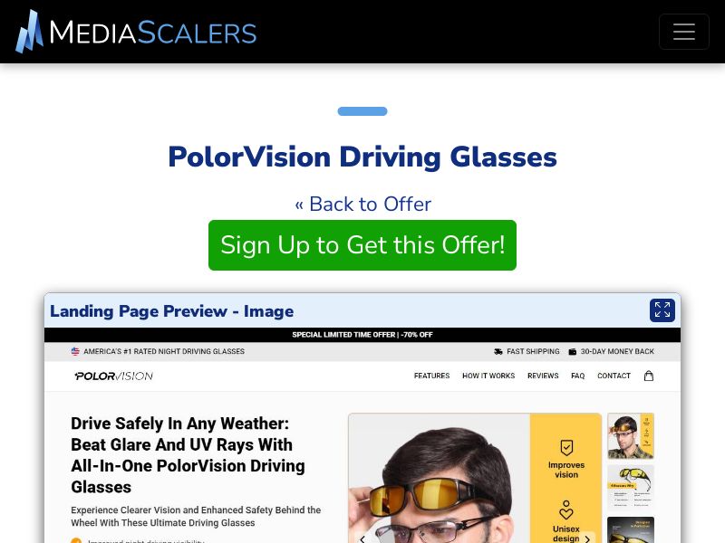 PolorVision Driving Glasses {+Advertorial, DTC, Alt-Landers} [US, DE, CA, AU, UK, FR, IL, +232 More]