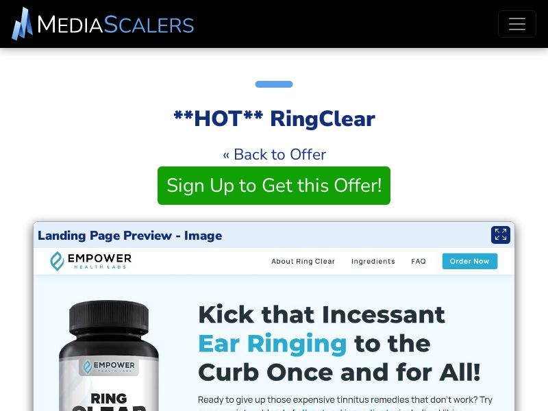RingClear {+Advertorial, DTC, TSL, VSL, Alt-Landers} [US, DE, CA, AU, UK, FR, NZ, +52 More]