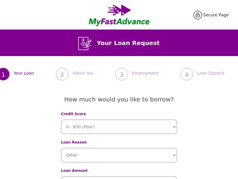 My Fast Advance - Loan Request - US