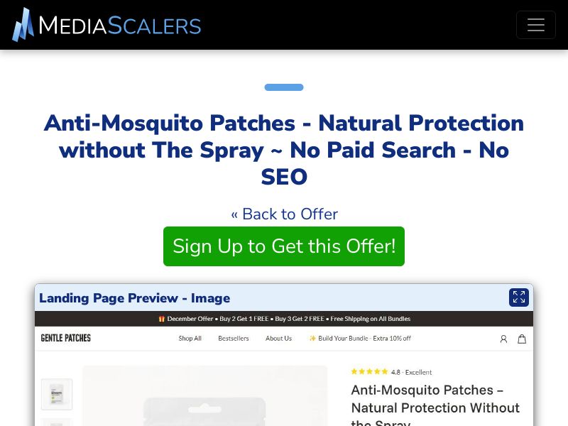 Anti-Mosquito Patches - Natural Protection without The Spray ~ No Paid Search - No SEO [US, DE, CA, AU, UK]