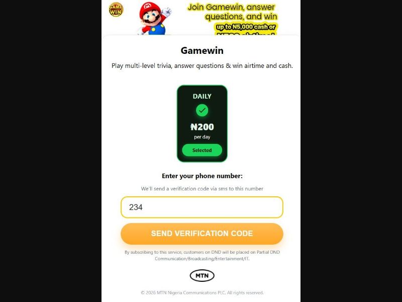 37368 - NG - [MOB] - Game Win Evina - MTN - 2 Click