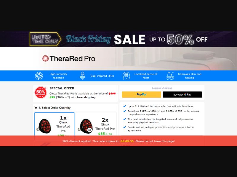 [WEB+MOB] Qinux TheraRed Pro – Infrared and Red Light Therapy /International (116 GEOs) CPS *FB/TT/Google/Taboola Pixel* [Approval Required]
