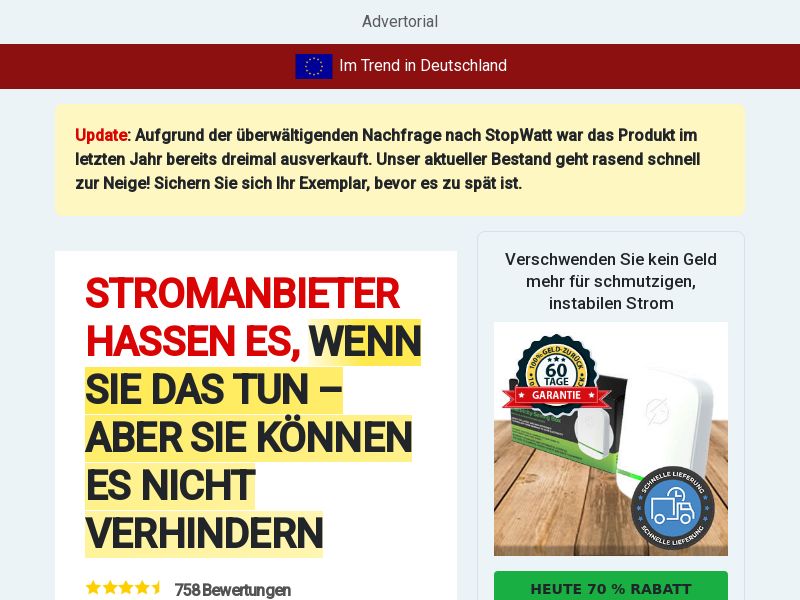 Stopwatt Electricity-Saving Box - Product Page [DE,UK,FR] (Social,Banner,Native,Push,SEO,Search,Brand Bidding)-CPA
