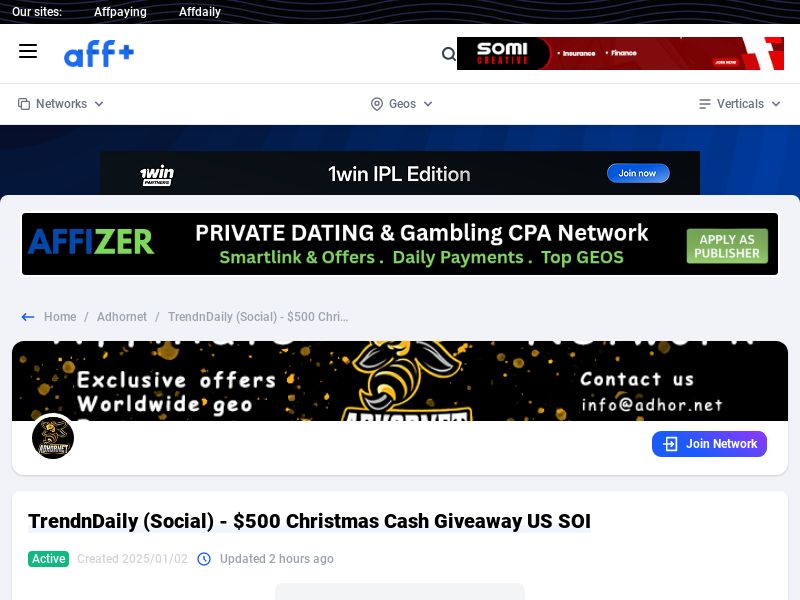 TrendnDaily (Social) - $500 Christmas Cash Giveaway - CPA - [US]