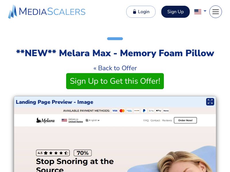 Melara Max - Memory Foam Pillow (Event Tracking) [US, DE, CA, AU, GB, FR, NZ, +17 More]